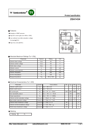 2SA1434 Datasheet PDF TY Semiconductor