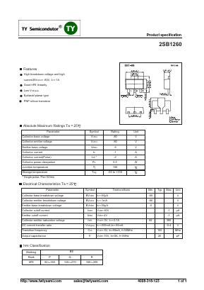 B1260 Datasheet PDF TY Semiconductor