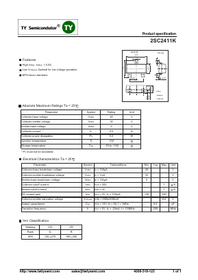 2SC2411KR Datasheet PDF TY Semiconductor