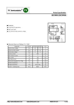 BCW65 Datasheet PDF TY Semiconductor