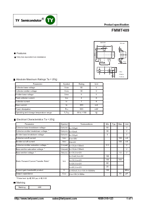 FMMT489 Datasheet PDF TY Semiconductor