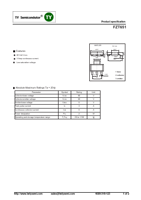 FZT651 Datasheet PDF TY Semiconductor