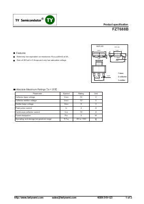 FZT688B Datasheet PDF TY Semiconductor