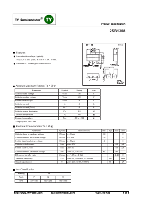 2SB1308 Datasheet PDF TY Semiconductor