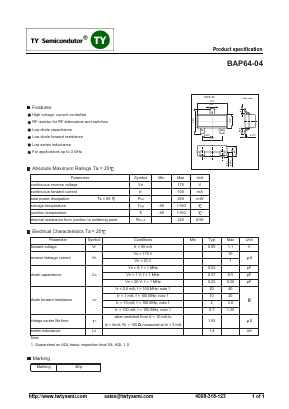 BAP64-04 Datasheet PDF TY Semiconductor