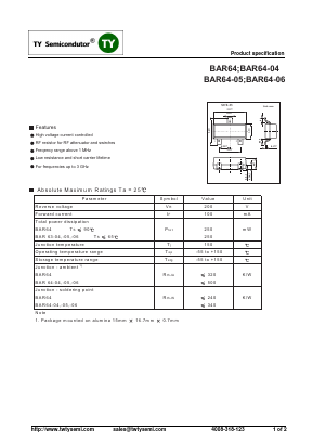 BAR64-06 Datasheet PDF TY Semiconductor