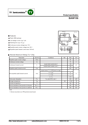 BAW156 Datasheet PDF TY Semiconductor