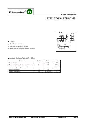 BZT52C2V4S Datasheet PDF TY Semiconductor