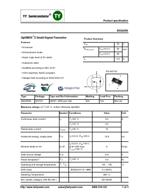 BSS205N Datasheet PDF TY Semiconductor