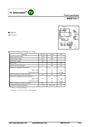 MMBT6517 Datasheet PDF TY Semiconductor