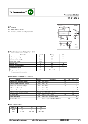 2SA1036K Datasheet PDF TY Semiconductor