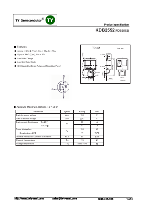 FDB2552 Datasheet PDF TY Semiconductor