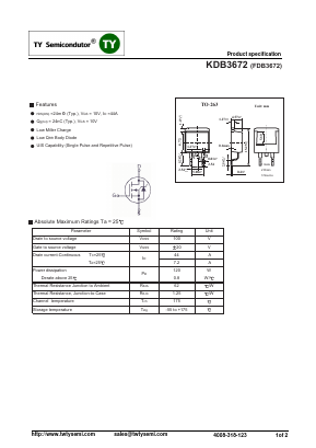 KDB3672 Datasheet PDF TY Semiconductor