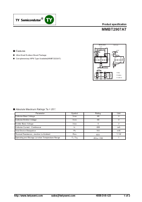 MMBT2907AT Datasheet PDF TY Semiconductor