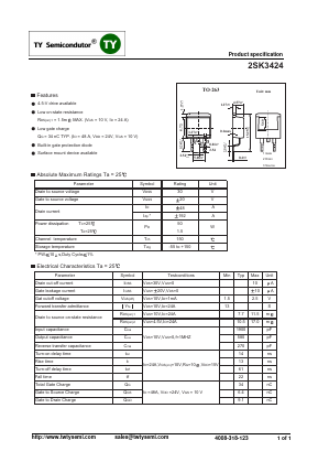 2SK3424 Datasheet PDF TY Semiconductor