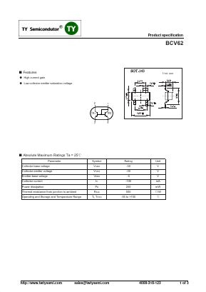 BCV62A Datasheet PDF TY Semiconductor