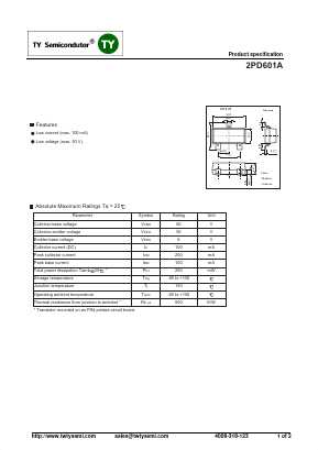 2PD601AR Datasheet PDF TY Semiconductor