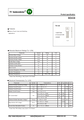 BD438 Datasheet PDF TY Semiconductor