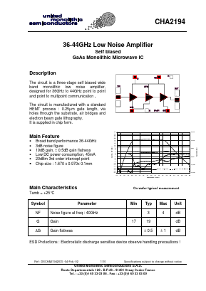 CHA2194-99F/00 Datasheet PDF United Monolithic Semiconductors