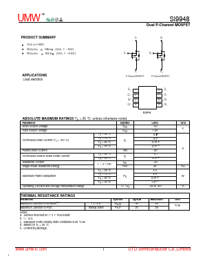 SI9948 Datasheet PDF Guangdong Youtai Semiconductor Co., Ltd.