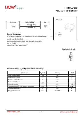 NTR4502 Datasheet PDF Guangdong Youtai Semiconductor Co., Ltd.