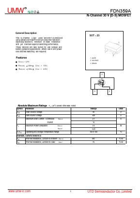 FDN359A Datasheet PDF Guangdong Youtai Semiconductor Co., Ltd.