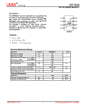 IRF7809 Datasheet PDF Guangdong Youtai Semiconductor Co., Ltd.