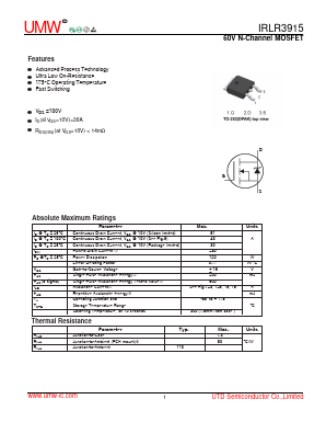 IRLR3915 Datasheet PDF Guangdong Youtai Semiconductor Co., Ltd.