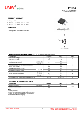 P5504 Datasheet PDF Guangdong Youtai Semiconductor Co., Ltd.