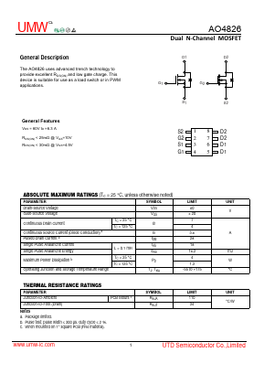 AO4826 Datasheet PDF Guangdong Youtai Semiconductor Co., Ltd.