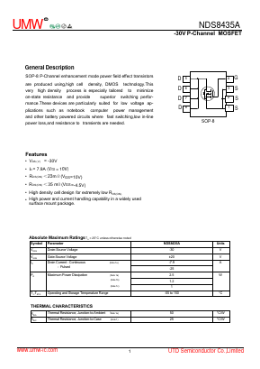 NDS8435A Datasheet PDF Guangdong Youtai Semiconductor Co., Ltd.