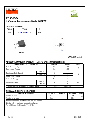 P0550BD Datasheet PDF Wuxi U-NIKC Semiconductor CO.,LTD