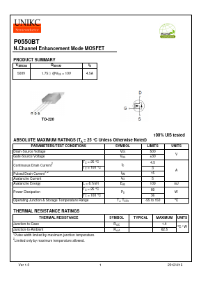 P0550BT Datasheet PDF Wuxi U-NIKC Semiconductor CO.,LTD