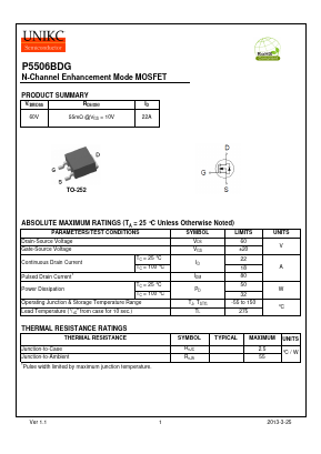 P5506BDG Datasheet PDF Wuxi U-NIKC Semiconductor CO.,LTD