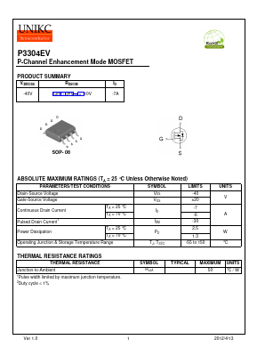 P3304EV Datasheet PDF Wuxi U-NIKC Semiconductor CO.,LTD