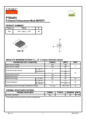 P7004EV Datasheet PDF Wuxi U-NIKC Semiconductor CO.,LTD