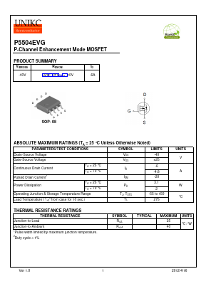 P5504EVG Datasheet PDF Wuxi U-NIKC Semiconductor CO.,LTD