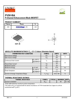 PV501BA Datasheet PDF Wuxi U-NIKC Semiconductor CO.,LTD