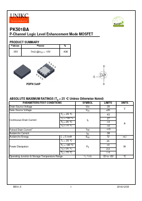 PK501BA Datasheet PDF Wuxi U-NIKC Semiconductor CO.,LTD