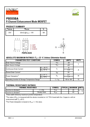 PB555BA Datasheet PDF Wuxi U-NIKC Semiconductor CO.,LTD