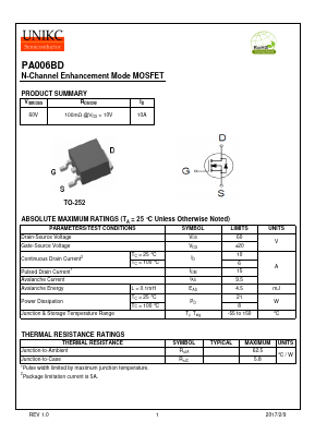 PA006BD Datasheet PDF Wuxi U-NIKC Semiconductor CO.,LTD