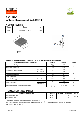 P3010BV Datasheet PDF Wuxi U-NIKC Semiconductor CO.,LTD