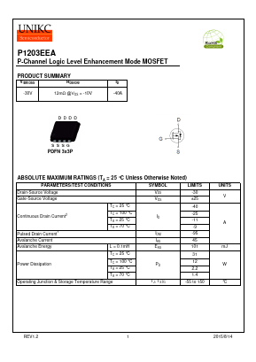 P1203EEA Datasheet PDF Wuxi U-NIKC Semiconductor CO.,LTD