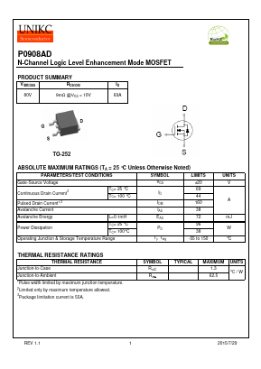 P0908AD Datasheet PDF Wuxi U-NIKC Semiconductor CO.,LTD