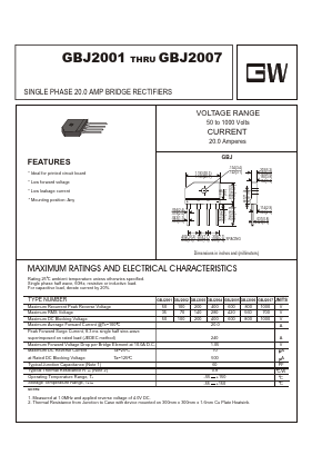 GBJ2005 Datasheet PDF UNIOHM CORPORATION
