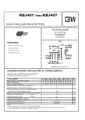 KBJ407 Datasheet PDF UNIOHM CORPORATION