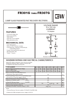 FR307G Datasheet PDF UNIOHM CORPORATION