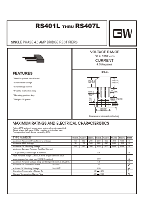 RS405L Datasheet PDF UNIOHM CORPORATION