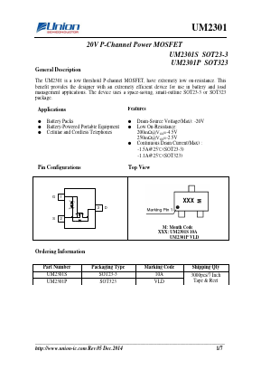 UM2301 Datasheet PDF Union Semiconductor, Inc.