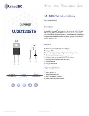 UJ3D1205TS Datasheet PDF UnitedSiC.